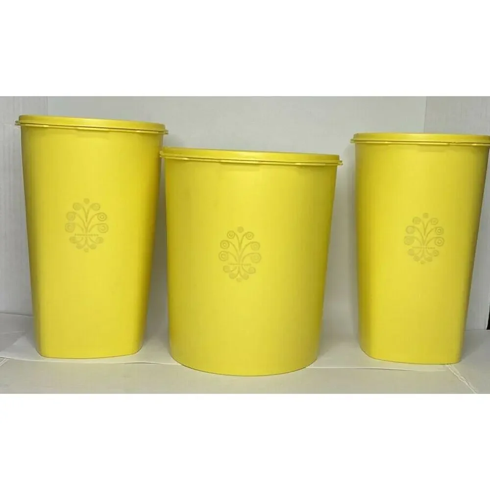 Tupperware Servalier 3 Peice Yellow Canister Set‎ U181